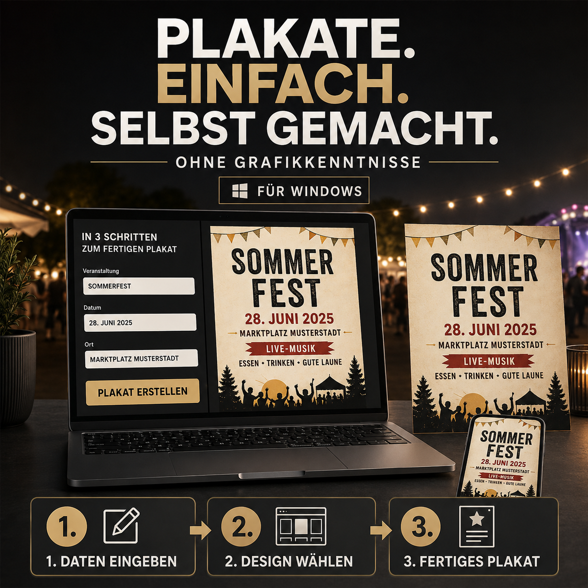 FESTHELD Plakatsoftware für Windows – professionelle Veranstaltungswerbung ohne Grafikkenntnisse erstellen