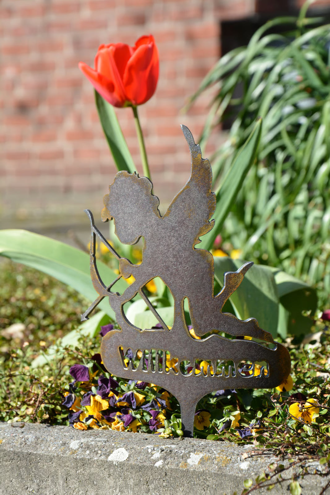 Gartenstecker Engel Willkommen
