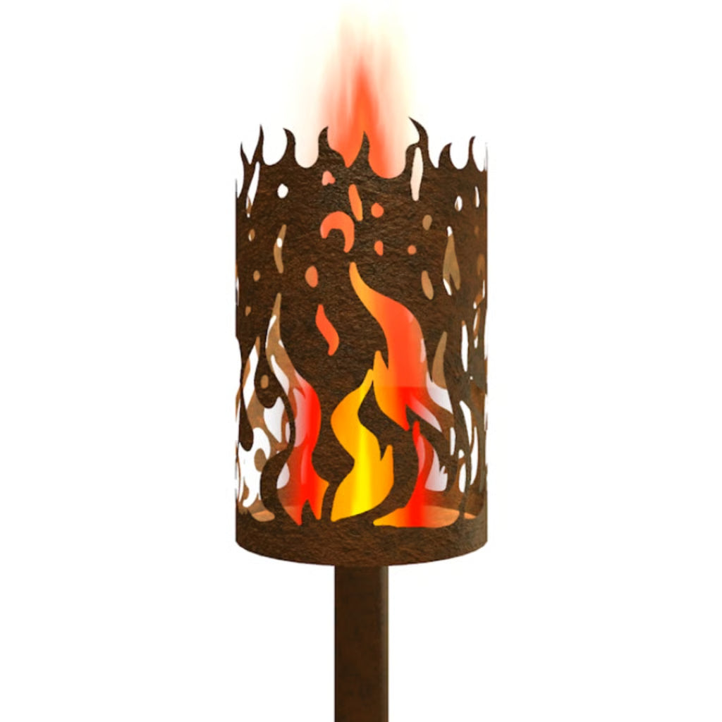 Gartenfackel Flammen rundum