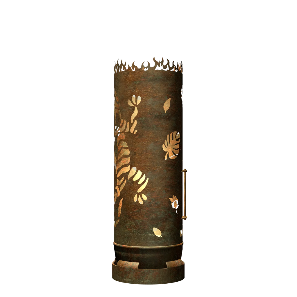 Feuertonne Gecko mit Blättern