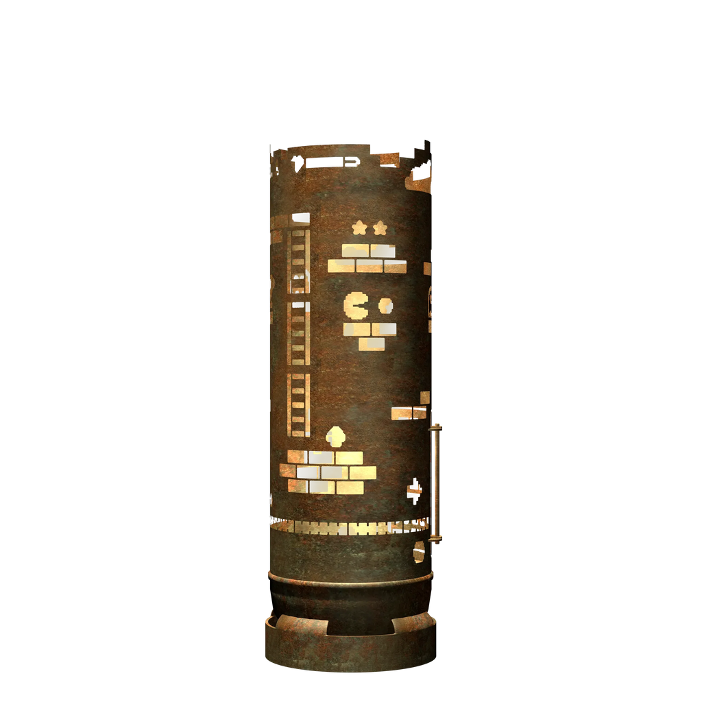 Feuertonne mit Retro Game Design