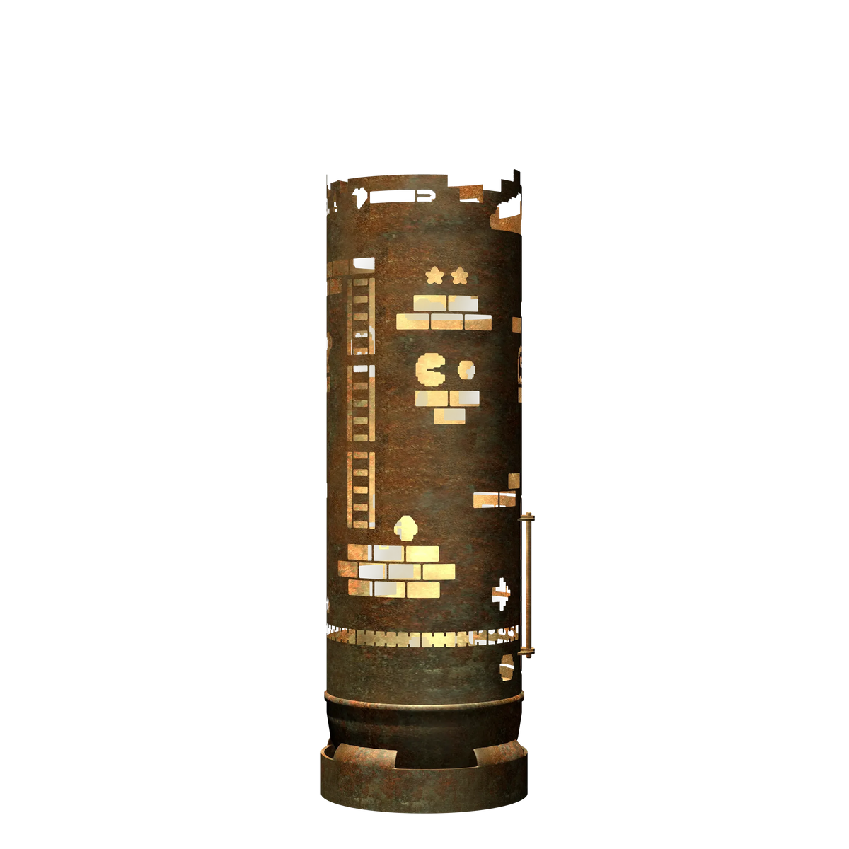 Feuertonne mit Retro Game Design